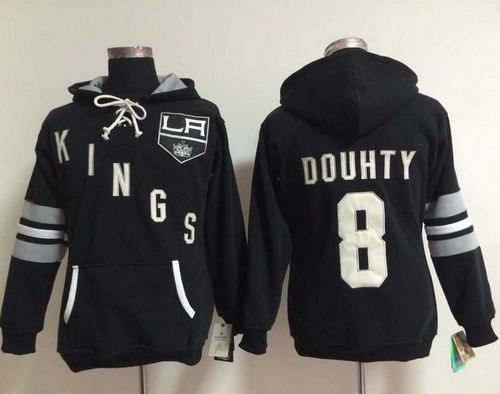 Los Angeles Kings #8 Drew Doughty Black Women's Old Time Heidi NHL Hoodie - Click Image to Close